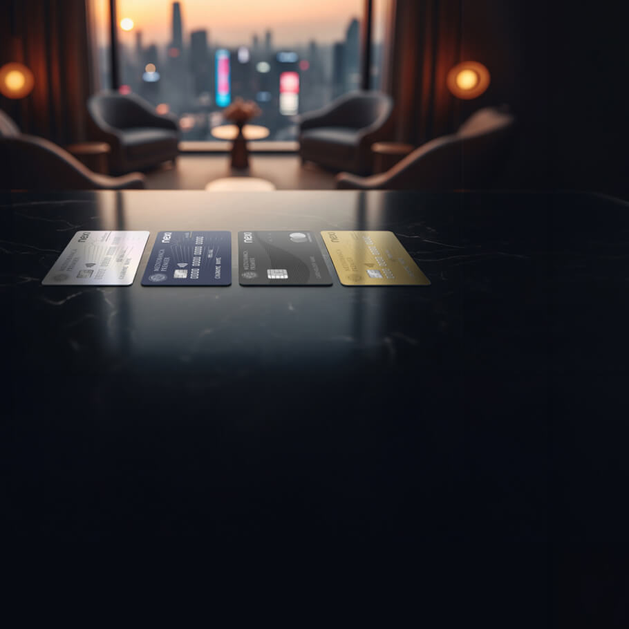 Carte di Credito disposte su un tavolo.